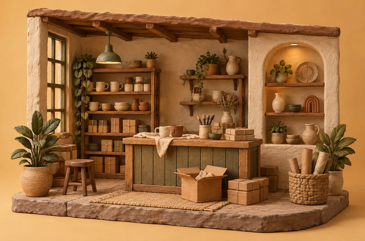 Illustration of local businesses and their working space